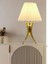 Modern Dekoratif Gold Metal Angel Model Açık Krem El Yapımı Pileli Kumaş Şapkalı Abajur 6