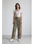 Baggy Fit Leopar Desenli Yüksek Bel Standart Boy Gabardin Pantolon D8149AX25SP 2