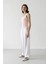Wide Leg Çift Cepli Yüksek Bel Geniş Paça Beyaz Palazzo Pantolon F2662AX25SM 3