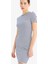 Coool Bodycon Vücudu Saran Bisiklet Yaka Çizgili Fitilli Kaşkorse Kısa Kollu Mini Elbise C1733AX25SP 2