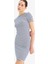 Coool Bodycon Vücudu Saran Bisiklet Yaka Çizgili Fitilli Kaşkorse Kısa Kollu Mini Elbise C1733AX25SP 3