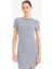 Coool Bodycon Vücudu Saran Bisiklet Yaka Çizgili Fitilli Kaşkorse Kısa Kollu Mini Elbise C1733AX25SP 4