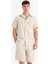 %100 Pamuk Relax Fit Cepli Keten Görünümlü Bermuda Şort C7381AX25SM 5