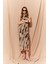 Bodycon Vücudu Saran Batik Tül Kolsuz Maxi Elbise E8340AX25SP 1