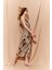 Bodycon Vücudu Saran Batik Tül Kolsuz Maxi Elbise E8340AX25SP 2