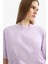 Oversize Geniş Kalıp Bisiklet Yaka Basic Düz Penye Kısa Kollu Tişört C0099AX25SP 4