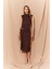 Bodycon Vücudu Saran Balikçı Yaka Basic Düz Tokalı Kolsuz Midi Abiye Elbise E8947AX25SP 1