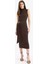 Bodycon Vücudu Saran Balikçı Yaka Basic Düz Tokalı Kolsuz Midi Abiye Elbise E8947AX25SP 5