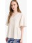 Regular Fit V Yaka Keten Karışımlı Kısa Kollu Bluz E7336AX25SM 1