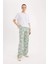 Rahat Pantolon Wide Leg Geniş Bol Paça Desenli Yüksek Bel C4042AX25SP 3