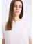 Regular Fit Bisiklet Yaka Basic Düz Penye Kısa Kollu Beyaz Tişört W9584AZ25SP 5