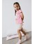 Kız Bebek Pijama Takımı Baskılı Kısa Kollu Fitilli Kaşkorse Üst Beli Lastikli Çizgili Şort E4646A525SM 2