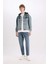 %100 Pamuk Oversize Geniş Kalıp Kapüşonlu Düğmeli Mevsimlik Baharlık Jean Ceket D0417AX25SP 2