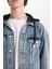 %100 Pamuk Oversize Geniş Kalıp Kapüşonlu Düğmeli Mevsimlik Baharlık Jean Ceket D0417AX25SP 5