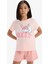 Kız Çocuk Pijama Takımı Baskılı Kısa Kollu Üst Beli Lastikli Şort E6227A825HS 5