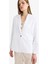 Oversize Geniş Kalıp Keten Karışımlı Beyaz Blazer Ceket Z2536AZ25SP 5