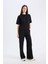 Wide Leg Geniş Paça Eşofman Altı Beli Lastikli Cepli Basic Düz D3759AX25SP 4
