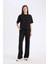 Wide Leg Geniş Paça Eşofman Altı Beli Lastikli Cepli Basic Düz D3759AX25SP 5