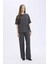 Bürümcük Pantolon Wide Leg Geniş Bol Paça Beli Lastikli C0200AX25SP 4