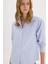 Oversize Geniş Kalıp Çizgili Oxford Uzun Kollu Gömlek D4015AX25SP 1