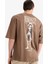 %100 Pamuk One Piece Loose Fit Bisiklet Yaka Sırt Baskılı Kısa Kollu Tişört E0713AX25SM 1