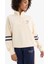 DeFacto Fit Oversize Geniş Kalıp Yarım Fermuarlı Baskılı Sporcu Sweatshirt D7132AX25SP 4