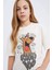 Kız Çocuk Scooby Doo Oversize Geniş Kalıp Bisiklet Yaka Kısa Kollu Tişört E0484A825SP 4
