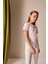 Kız Çocuk Slim Fit Dar Kesim Bisiklet Yaka Kalp Desenli Ribana Kısa Kollu Tişört E0823A825SM 4