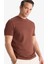 Regular Fit Bisiklet Yaka Dokulu Basic Düz Kısa Kollu Twill Tişört D7912AX25SP 1
