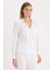 Regular Fit Basic Düz Keten Karışımlı Beyaz Uzun Kollu Gömlek V2522AZ25SP 4