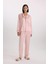 Pijama Takımı Uzun Kollu Çizgili Saten Üst Esnek Belli Uzun Alt-Fall in Love C9445AX25SP 4
