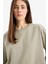 Oversize Geniş Kalıp Bisiklet Yaka Basic Düz Penye Kısa Kollu Tişört C0099AX25SP 5