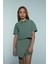 Kız Çocuk Cropped Fit Keten Kısa Kollu Gömlek D9143A825SM 1