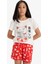 Kız Çocuk Pijama Takımı Baskılı Kısa Kollu Üst Desenli Şort E0530A825HS 3