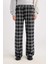 Wide Leg Kumaş Pijama Pantolon Geniş Bol Paça Kareli Normal Bel Lastikli Cepli D9548AX24WN 1