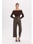 Culotte Yüksek Suni Deri Kışlık Pantolo Bel Crop Fit Crop D5251AX24AU 5