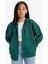 Kız Çocuk Kapüşonlu Basic Düz Cepli Fermuarlı Sweatshirt D9079A825SP 4