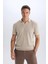 Regular Fit Polo Yaka Kısa Kollu Örgü Görünümlü Tişört B6536AX25SP 4