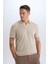 Regular Fit Polo Yaka Kısa Kollu Örgü Görünümlü Tişört B6536AX25SP 5