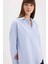 Oversize Geniş Kalıp Çizgili Oxford Uzun Kollu Gömlek D4512AX25SP 5