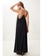 Halter Yaka Yazlık Uzun Viskon Elbise Siyah HFG0003 1