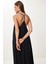 Halter Yaka Yazlık Uzun Viskon Elbise Siyah HFG0003 4