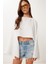 Yarasa Kollu Crop Müslin Bluz Ekru HRG0001 1