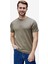 Canary Haki Bisiklet Yaka Gofre Baskılı Modal Kumaş Standard Fit Erkek Tshirt 1
