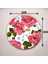 Pembe Renkli Baskı Gül Çiçeği Desenli Sayılı Hediyelik Ahşap Sessiz Duvar Saati 50CM 3