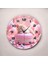 Pembe Kedi Renkli Baskı Hayvan Desenli Sayılı Hediyelik Ahşap Sessiz Duvar Saati 50CM 2