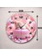 Pembe Kedi Renkli Baskı Hayvan Desenli Sayılı Hediyelik Ahşap Sessiz Duvar Saati 50CM 3