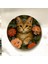 Renkli Baskı Kedi Çiçek Desenli Sayılı Hediyelik Ahşap Sessiz Duvar Saati 50CM 1