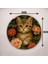 Renkli Baskı Kedi Çiçek Desenli Sayılı Hediyelik Ahşap Sessiz Duvar Saati 50CM 3
