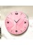 Pembe Renkli Baskı Desenli Sayılı Hediyelik Ahşap Sessiz Duvar Saati 50CM 1